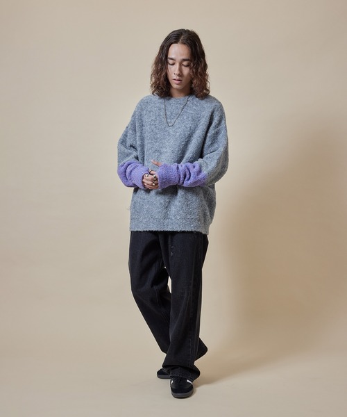 re_k by JUNRED(レクバイジュンレッド)の「re_k by JUNRED / カラースリーブメランジブークレニットプルオーバー(ニット/セーター・メンズ・チャコールグレー/ライトグレー/ブラック・L/M/S)」の13枚目の写真
