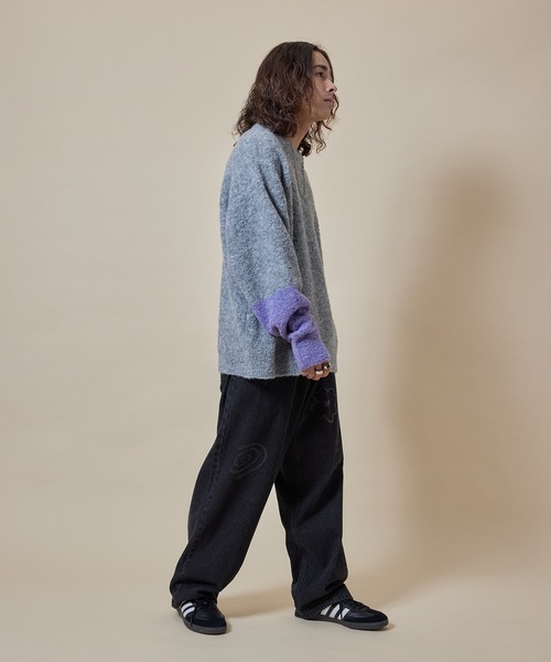 re_k by JUNRED(レクバイジュンレッド)の「re_k by JUNRED / カラースリーブメランジブークレニットプルオーバー(ニット/セーター・メンズ・チャコールグレー/ライトグレー/ブラック・L/M/S)」の8枚目の写真