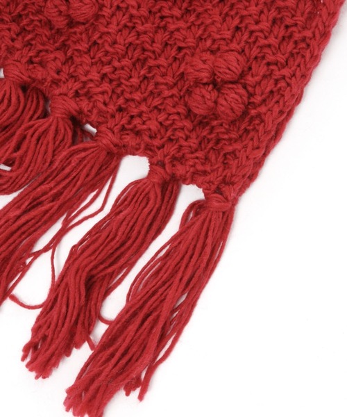 studio CLIP（スタディオクリップ）の「ポンポンフラワーニットマフラー（マフラー・レディース・マスタード/アイボリー/レッド・FREE）」の9枚目の写真
