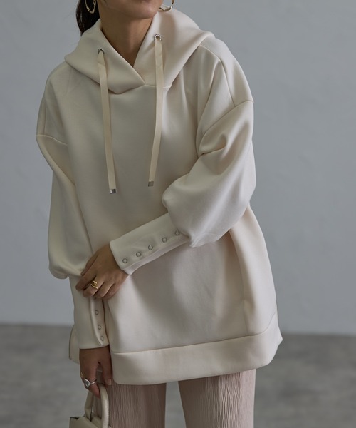 each（イーチ）の「サイドジップダンボールパーカー（パーカー・レディース・グレー/ブラック/アイボリー/グレイッシュベージュ・FREE）」の21枚目の写真