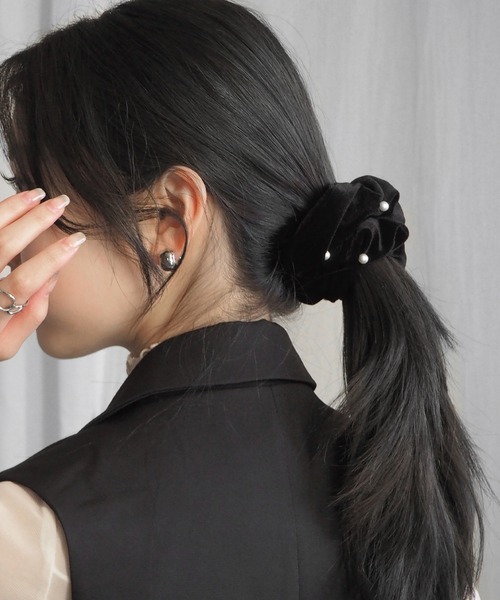 minia（ミニア）の「パールシュシュ（シュシュ・レディース・ブラック・FREE）」の8枚目の写真