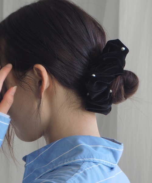 minia（ミニア）の「パールシュシュ（シュシュ・レディース・ブラック・FREE）」の3枚目の写真