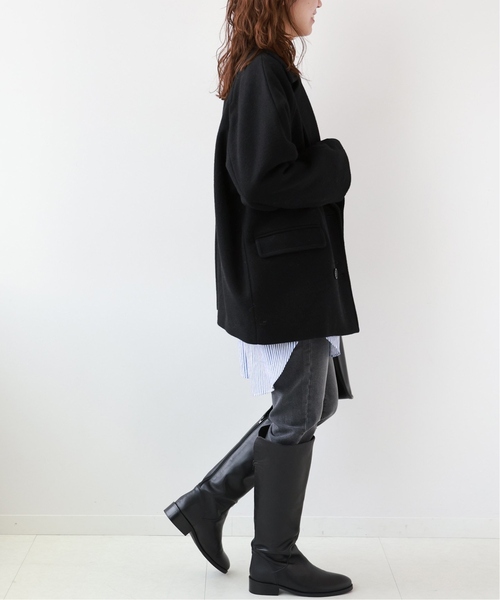 JOURNAL STANDARD relume（ジャーナルスタンダード　レリューム）の「《WEB限定追加2》尾州ウールショートPコート（ピーコート・レディース・ブラック・38/36）」の4枚目の写真