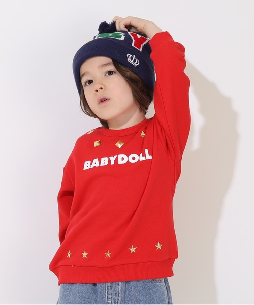 BABYDOLL(ベビードール)の「親子お揃い スタッズ トレーナー 8963K(スウェット・キッズ・ブラック/レッド・100cm/140cm/130cm/120cm/80cm/90cm/150cm)」の1枚目の写真