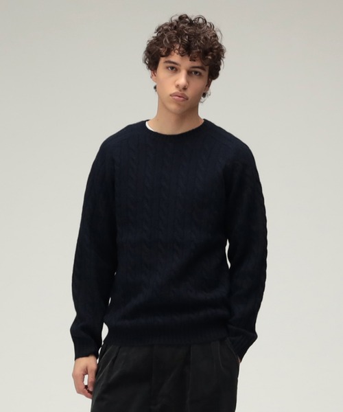 BEAMS PLUS（ビームスプラス）の「5ゲージ ケーブル クルーネック（ニット/セーター・メンズ・グレー/オフホワイト/ベージュ/ネイビー/ゴールド/オレンジ/グリーン/サックスブルー・S/XL/L/M）」の10枚目の写真