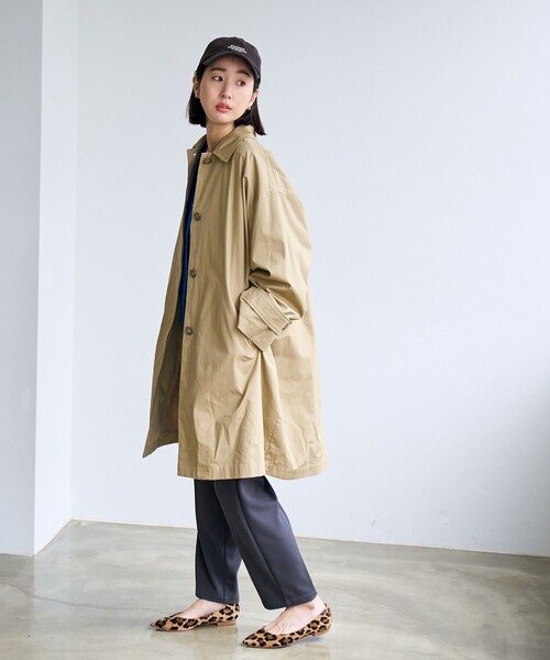coen（コーエン）の「スクエアステンカラーコート（ステンカラーコート・レディース・ベージュ/ネイビー/ライトグレー・FREE）」の7枚目の写真