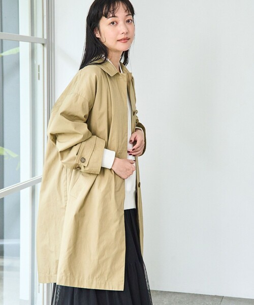coen（コーエン）の「スクエアステンカラーコート（ステンカラーコート・レディース・ベージュ/ネイビー/ライトグレー・FREE）」の10枚目の写真