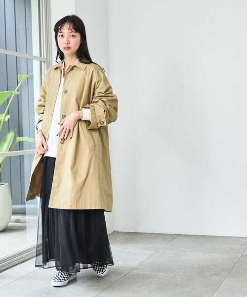 coen（コーエン）の「スクエアステンカラーコート（ステンカラーコート・レディース・ベージュ/ネイビー/ライトグレー・FREE）」の13枚目の写真