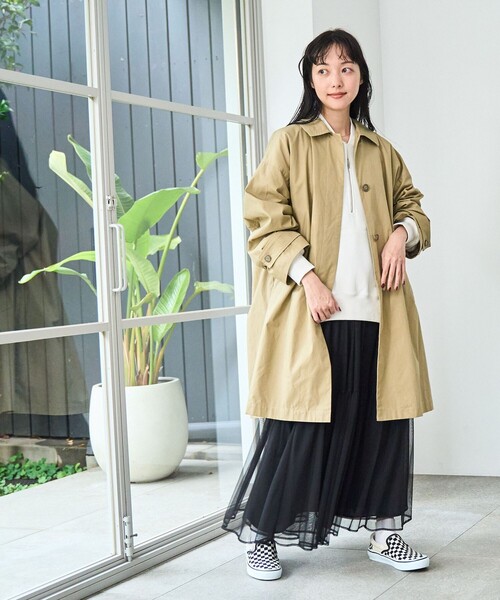 coen（コーエン）の「スクエアステンカラーコート（ステンカラーコート・レディース・ベージュ/ネイビー/ライトグレー・FREE）」の14枚目の写真