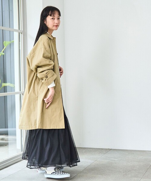 coen（コーエン）の「スクエアステンカラーコート（ステンカラーコート・レディース・ベージュ/ネイビー/ライトグレー・FREE）」の15枚目の写真