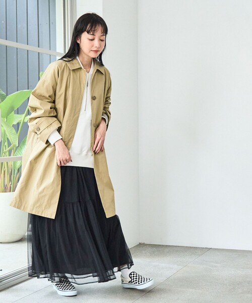 coen（コーエン）の「スクエアステンカラーコート（ステンカラーコート・レディース・ベージュ/ネイビー/ライトグレー・FREE）」の16枚目の写真