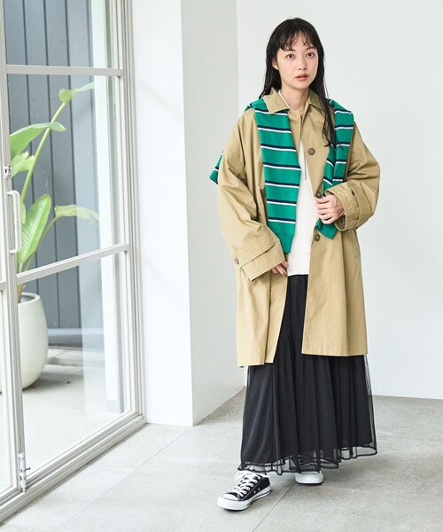 coen（コーエン）の「スクエアステンカラーコート（ステンカラーコート・レディース・ベージュ/ネイビー/ライトグレー・FREE）」の19枚目の写真