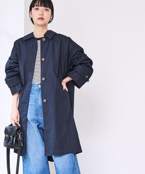 coen（コーエン）の「スクエアステンカラーコート（ステンカラーコート・レディース・ベージュ/ネイビー/ライトグレー・FREE）」の22枚目の写真