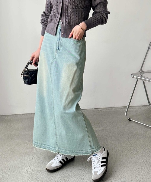 セール】【4サイズ展開】秋にぴったり。バックスリットデニムロング