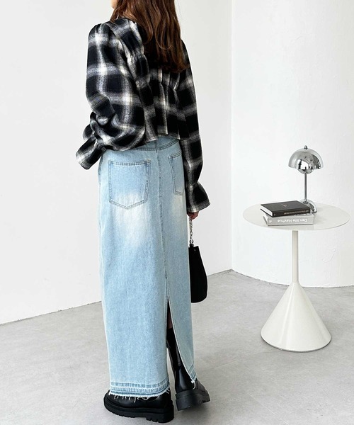 GeeRA（ジーラ）の「【S-LLサイズ展開】オールシーズン活躍。バックスリットデニムロングスカート（スカート・レディース・ブラック/ブルー/サックスブルー/ネイビー・LARGE/SMALL/MEDIUM/X-LARGE）」の10枚目の写真