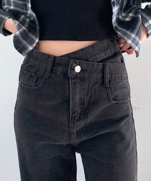 SHEPP(シープ)の「ウエストデザイン ハイウエスト ストレートデニムパンツ(デニムパンツ・レディース・ブラック/サックスブルー/ブルー・M/L/S/MEDIUM)」の17枚目の写真