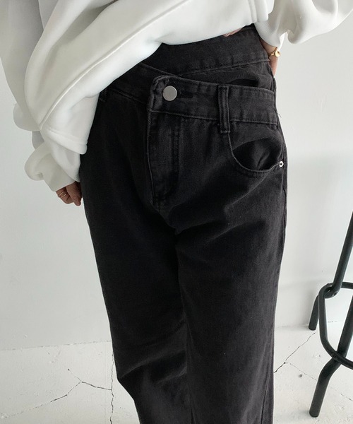 美品※solov デニムパンツ ハイウエスト　サッシュベルト　　サイズ1 セール】ハイウエストフロントZIPベルトデザインスキニーデニム
