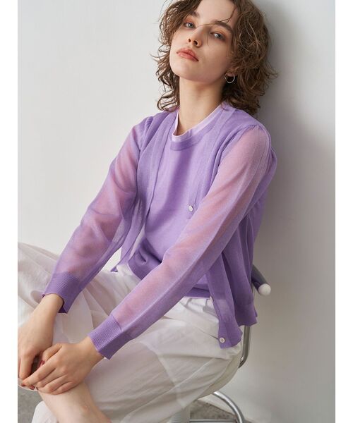 ELENDEEK(エレンディーク)の「シアーVネックカーディガン(カーディガン/ボレロ・レディース・オフホワイト/イエロー/パープル・FREE)」の16枚目の写真