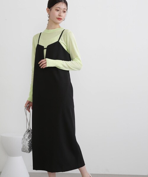 N.（N. Natural Beauty Basic）（エヌエヌナチュラルビューティーベーシック）の「◆メランジキャミワンピース（ワンピース・レディース・グレー/ブラック・MEDIUM）」の4枚目の写真