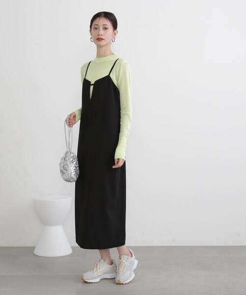 N.（N. Natural Beauty Basic）（エヌエヌナチュラルビューティーベーシック）の「◆メランジキャミワンピース（ワンピース・レディース・グレー/ブラック・MEDIUM）」の5枚目の写真