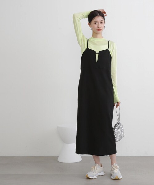 N.（N. Natural Beauty Basic）（エヌエヌナチュラルビューティーベーシック）の「◆メランジキャミワンピース（ワンピース・レディース・グレー/ブラック・MEDIUM）」の6枚目の写真