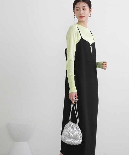 N.（N. Natural Beauty Basic）（エヌエヌナチュラルビューティーベーシック）の「◆メランジキャミワンピース（ワンピース・レディース・グレー/ブラック・MEDIUM）」の8枚目の写真