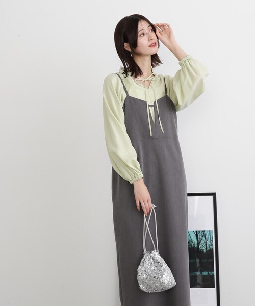 N.（N. Natural Beauty Basic）（エヌエヌナチュラルビューティーベーシック）の「◆メランジキャミワンピース（ワンピース・レディース・グレー/ブラック・MEDIUM）」の15枚目の写真