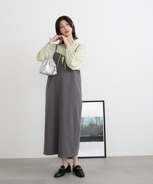 N.（N. Natural Beauty Basic）（エヌエヌナチュラルビューティーベーシック）の「◆メランジキャミワンピース（ワンピース・レディース・グレー/ブラック・MEDIUM）」の18枚目の写真