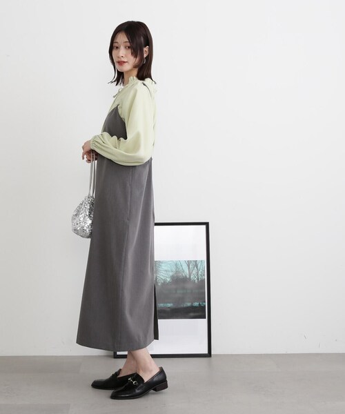 N.（N. Natural Beauty Basic）（エヌエヌナチュラルビューティーベーシック）の「◆メランジキャミワンピース（ワンピース・レディース・グレー/ブラック・MEDIUM）」の20枚目の写真