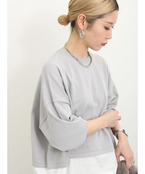 Samansa Mos2 blue(サマンサモスモスブルー)の「裾ドッキングニットプルオーバー(ニット/セーター・レディース・グレー/ブルー/キナリ・F)」の3枚目の写真