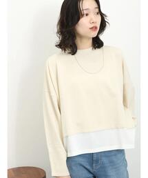 Samansa Mos2 blue | 裾ドッキングニットプルオーバー(ニット/セーター)