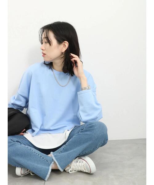 Samansa Mos2 blue(サマンサモスモスブルー)の「裾ドッキングニットプルオーバー(ニット/セーター・レディース・グレー/ブルー/キナリ・F)」の4枚目の写真