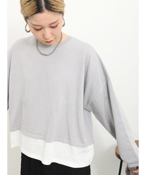 Samansa Mos2 blue(サマンサモスモスブルー)の「裾ドッキングニットプルオーバー(ニット/セーター・レディース・グレー/ブルー/キナリ・F)」の5枚目の写真