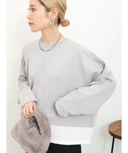 Samansa Mos2 blue(サマンサモスモスブルー)の「裾ドッキングニットプルオーバー(ニット/セーター・レディース・グレー/ブルー/キナリ・F)」の6枚目の写真