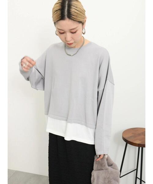 Samansa Mos2 blue(サマンサモスモスブルー)の「裾ドッキングニットプルオーバー(ニット/セーター・レディース・グレー/ブルー/キナリ・F)」の7枚目の写真