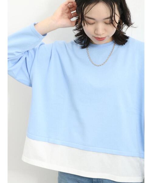 Samansa Mos2 blue(サマンサモスモスブルー)の「裾ドッキングニットプルオーバー(ニット/セーター・レディース・グレー/ブルー/キナリ・F)」の10枚目の写真