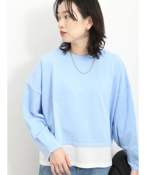 Samansa Mos2 blue(サマンサモスモスブルー)の「裾ドッキングニットプルオーバー(ニット/セーター・レディース・グレー/ブルー/キナリ・F)」の11枚目の写真