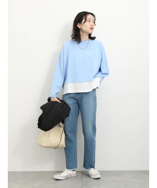 Samansa Mos2 blue(サマンサモスモスブルー)の「裾ドッキングニットプルオーバー(ニット/セーター・レディース・グレー/ブルー/キナリ・F)」の14枚目の写真