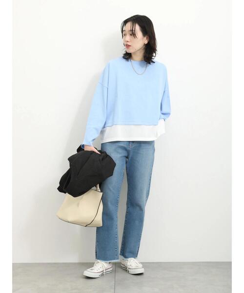 Samansa Mos2 blue(サマンサモスモスブルー)の「裾ドッキングニットプルオーバー(ニット/セーター・レディース・グレー/ブルー/キナリ・F)」の21枚目の写真