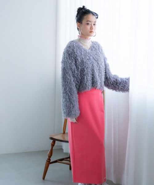 bohmal(ボマール)の「2wayフリンジプルオーバートップス(ニット/セーター・レディース・アイボリー/ブルー/ピンク/グレー・MEDIUM)」の12枚目の写真