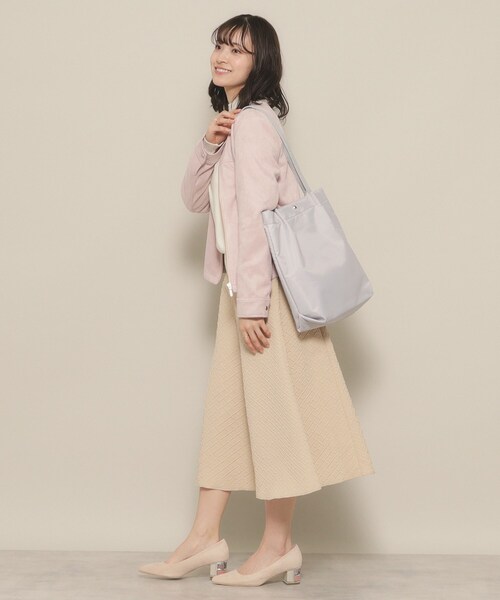 ITS'DEMO（イッツデモ）の「◆【通勤／A4対応】タックハンドル仕切り薄マチトート（トートバッグ・レディース・ライトグレー/ベージュ/ライトパープル/アイボリー/ブラック・00）」の12枚目の写真