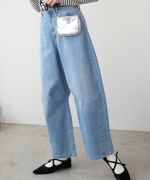 Doula Doula（ドゥーラドゥーラ）の「カーブラインパンツ（デニムパンツ・レディース・サックスブルー/ブラック/ブルー/インディゴブルー・FREE/M/L）」の6枚目の写真