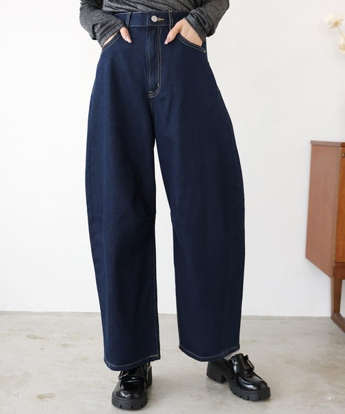 Doula Doula（ドゥーラドゥーラ）の「カーブラインパンツ（デニムパンツ・レディース・サックスブルー/ブラック/ブルー/インディゴブルー・FREE/M/L）」の18枚目の写真