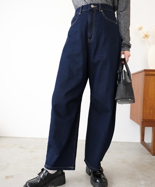 Doula Doula（ドゥーラドゥーラ）の「カーブラインパンツ（デニムパンツ・レディース・サックスブルー/ブラック/ブルー/インディゴブルー・FREE/M/L）」の19枚目の写真