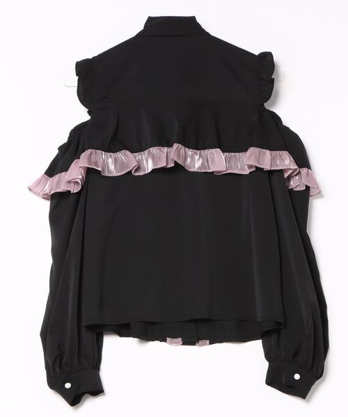 Ank Rouge(アンクルージュ)の「配色肩あきブラウス(シャツ/ブラウス・レディース・ブルー/ピンク/ブラック・M)」の4枚目の写真