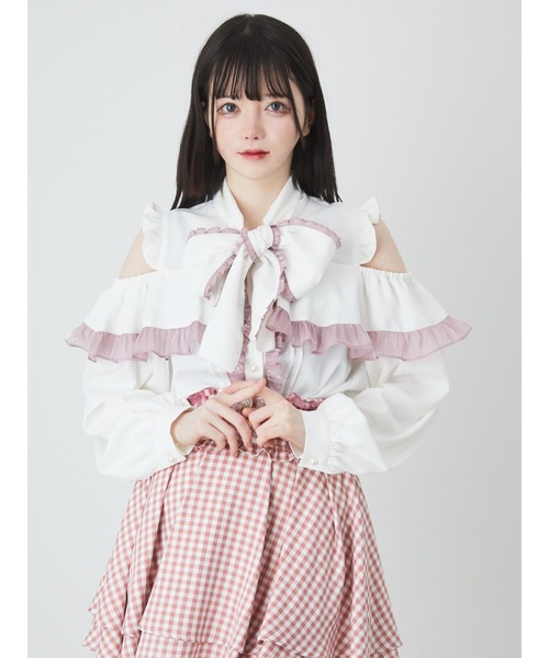 Ank Rouge(アンクルージュ)の「配色肩あきブラウス(シャツ/ブラウス・レディース・ブルー/ピンク/ブラック・M)」の17枚目の写真