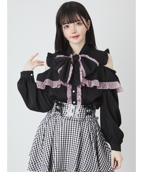 Ank Rouge(アンクルージュ)の「配色肩あきブラウス(シャツ/ブラウス・レディース・ブルー/ピンク/ブラック・M)」の18枚目の写真