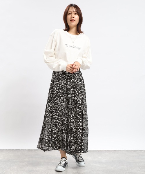 GLOBAL WORK Smile Seed Store（グローバルワーク スマイルシードストア）の「レーヨンフレアワイドパンツ/117078（その他パンツ・レディース・ダークグレー/アイボリー/ホワイト系その他7/オフホワイト/ブルー系その他7/ホワイト系その他2・SMALL/MEDIUM/LARGE/X-LARGE）」の13枚目の写真