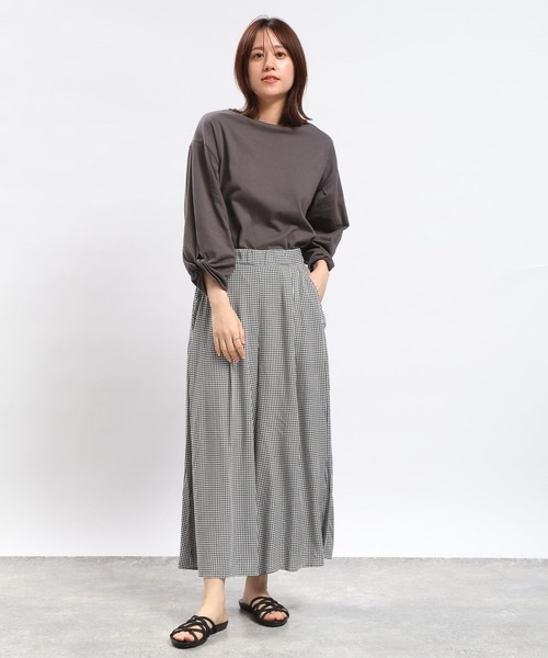 GLOBAL WORK Smile Seed Store（グローバルワーク スマイルシードストア）の「レーヨンフレアワイドパンツ/117078（その他パンツ・レディース・ダークグレー/アイボリー/ホワイト系その他7/オフホワイト/ブルー系その他7/ホワイト系その他2・SMALL/MEDIUM/LARGE/X-LARGE）」の19枚目の写真