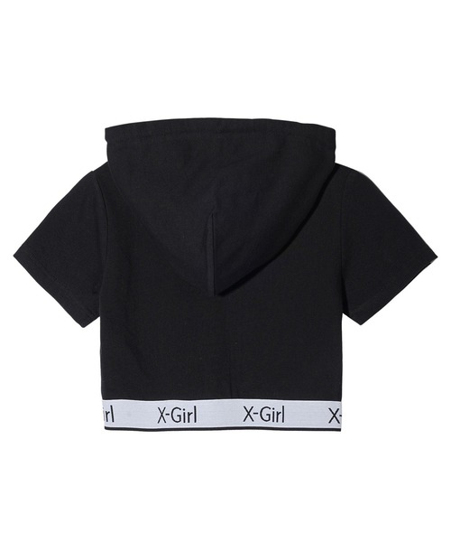 【セール】LOGO AND STRIPE S/S ZIP UP HOODIE（パーカー）｜X-girl（エックスガール）